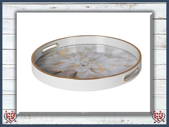 GOLD SPECKLED FLORAL TRAY | Kitchenware