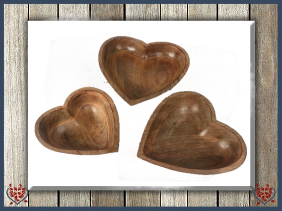 MANGO WOOD BOWLS | Heart Shaped Wooden Bowls