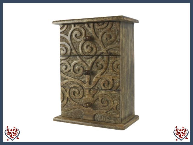 THREE DRAWER TREE OF LIFE CHEST | Wooden Boxes & Bowls