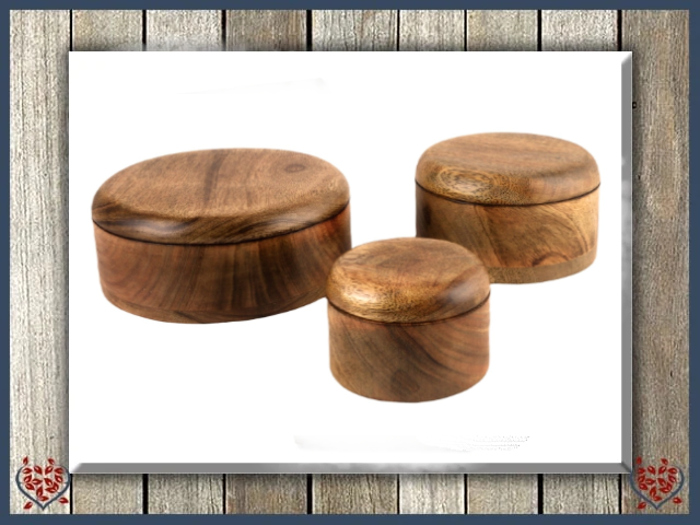 ROUND POTS BURNT FINISH - WOODEN BOX | Wooden Boxes & Bowls