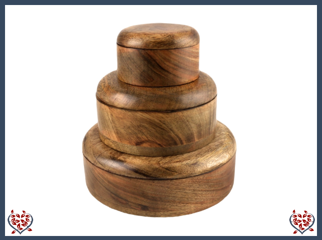 ROUND POTS BURNT FINISH - WOODEN BOX | Wooden Boxes & Bowls