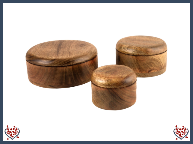 ROUND POTS BURNT FINISH - WOODEN BOX | Wooden Boxes & Bowls