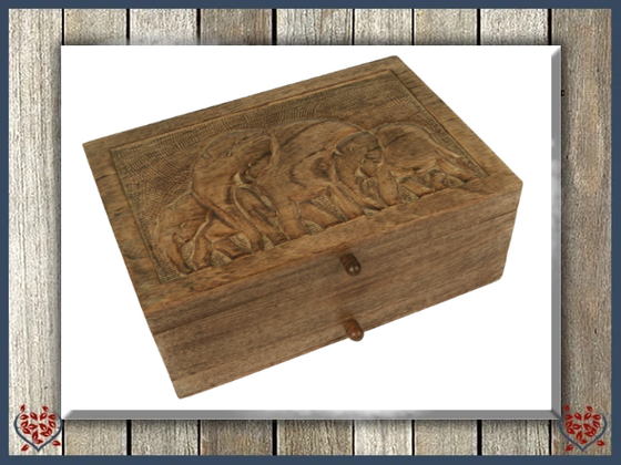 MANGO WOOD ELEPHANT VANITY BOX | Wooden Boxes & Bowls