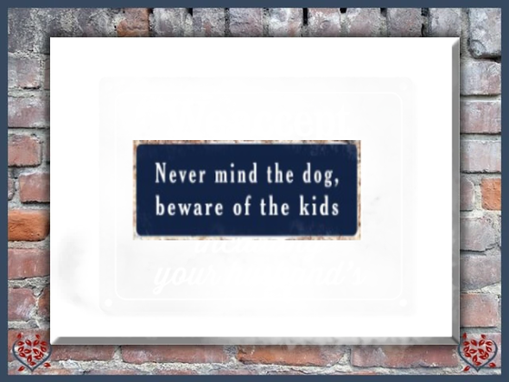 NEVER MIND THE DOG, BEWARE OF THE KIDS ~ METAL SIGN |  Wall Decor