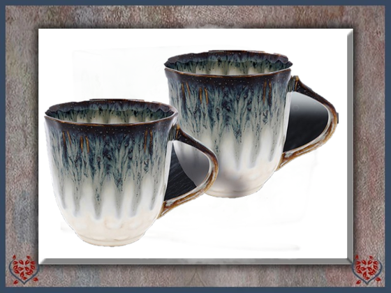 REACTIVE GLAZE BLUE SET OF 2 MUGS | Mugs