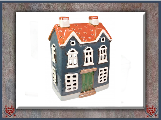 CERAMIC TEALIGHT HOUSE ~ BLUE | Ceramic