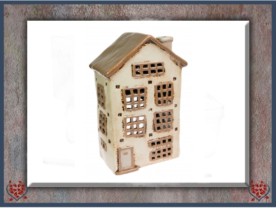 CERAMIC TEALIGHT HOUSE ~ CREAM | Ceramic