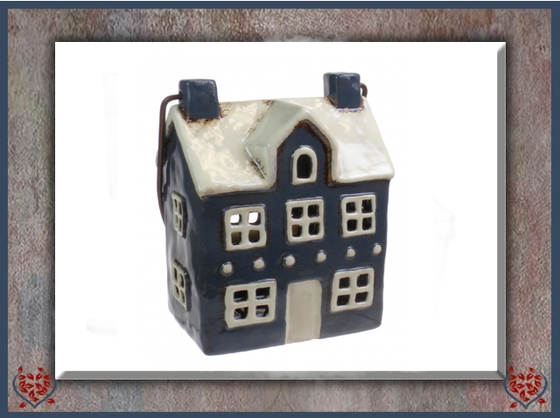 CERAMIC TEALIGHT HOUSE ~ DARK GREY | Ceramic