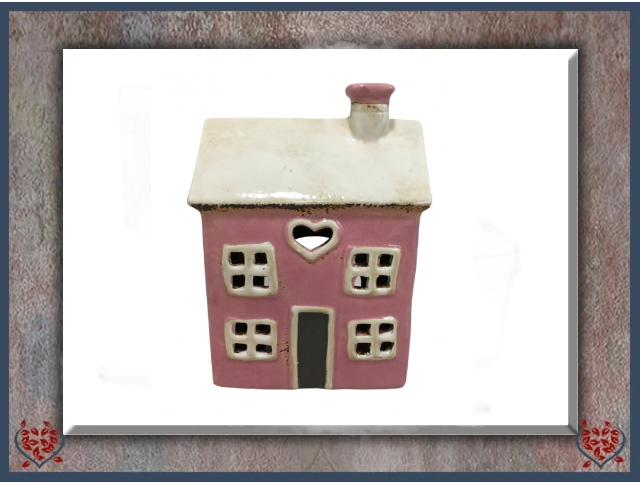 CERAMIC TEALIGHT HOUSE ~ PINK | Ceramic