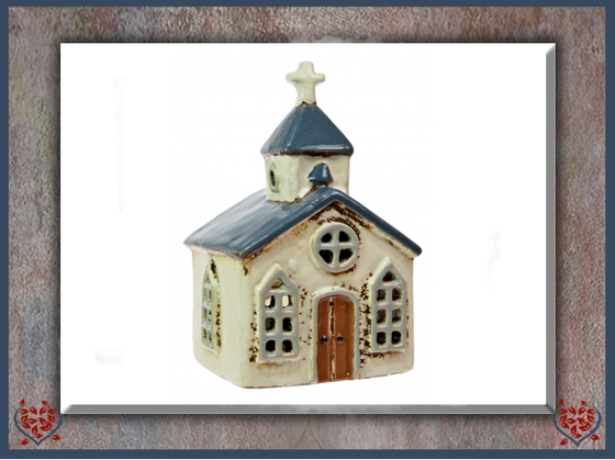 CERAMIC TEALIGHT CHURCH | Ceramic