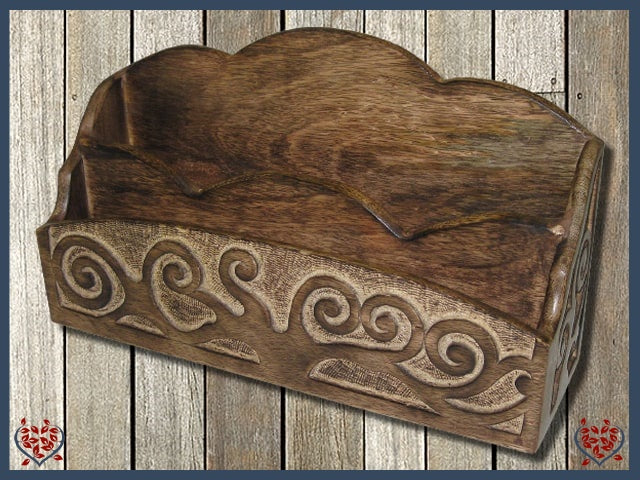 CARVED LETTER RACK (TREE OF LIFE) | Wooden Accessories