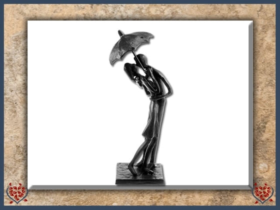 KISSING IN THE RAIN ~ METAL FIGURINE | Figurine